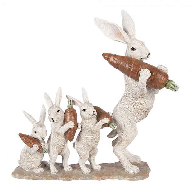 Dekorace zajíčci s mrkvemi - 34*13*33 cm Clayre & Eef