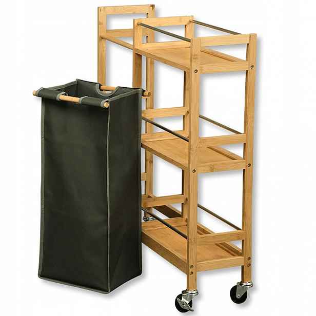 Úzký Koupelnový Kuchyňský Regál Výklenková skříňka na kolečkách s košem h70 cm