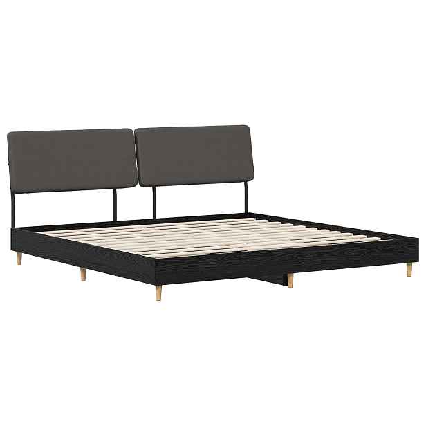 vidaXL Dvoulůžková postel s čelem černý dub a tmavě šedá 200 x 200 cm