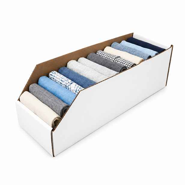 KARTON PAK Úložné boxy na oblečení, organizéry do skříně BÍLÝ KARTON 15 x 54 cm
