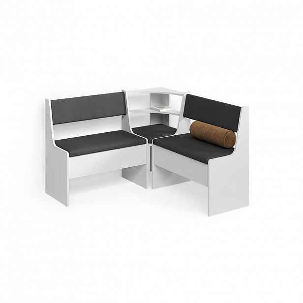 Livinity® LAVICE DO JÍDELNY DO ROHU Tiberio Bílá 120 x 120 cm Bez stolu