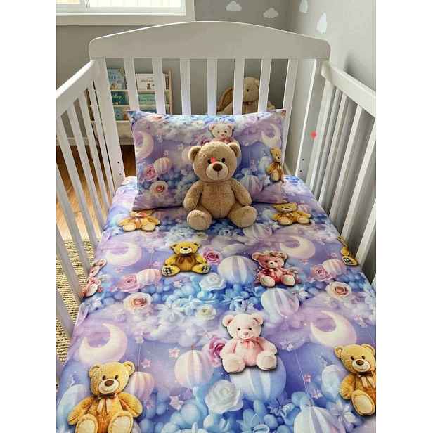 Sada povlečení 100% bavlna 5D medvídek fialová Softsleep 140*200 Polsko