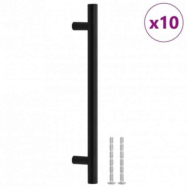 vidaXL Nábytkové úchytky 10 ks černé rozteč otvorů 160 mm celková délka 224 mm nerezová ocel