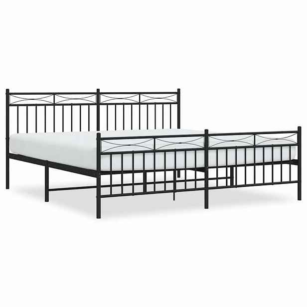 vidaXL Kovový rám postele s hlavovým a nožním čelem černý 183 x 213 cm