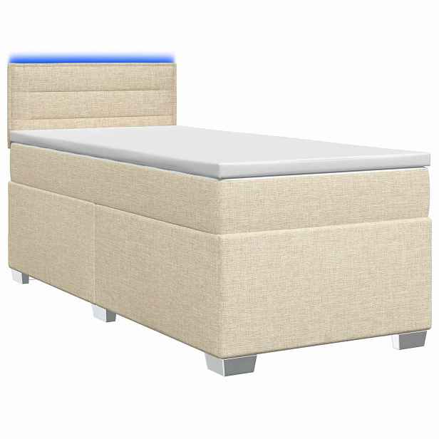 vidaXL Box spring postel s matrací a LED Krémová 80 x 200 cm Textil