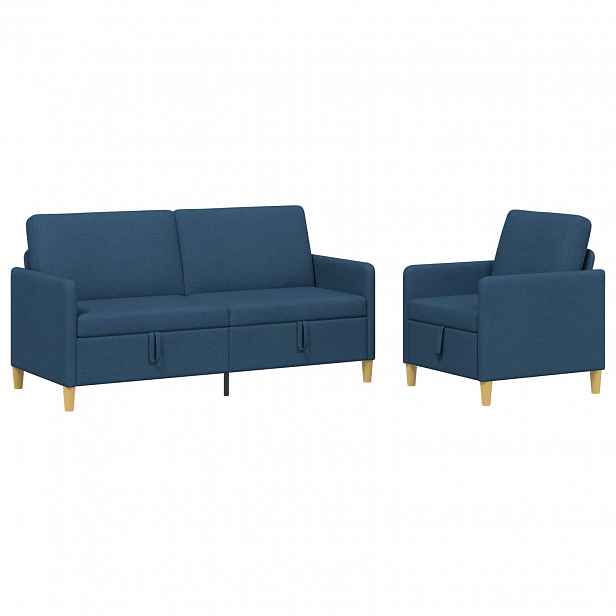 vidaXL Sedačka se storage 2 ks Modrá Polyester
