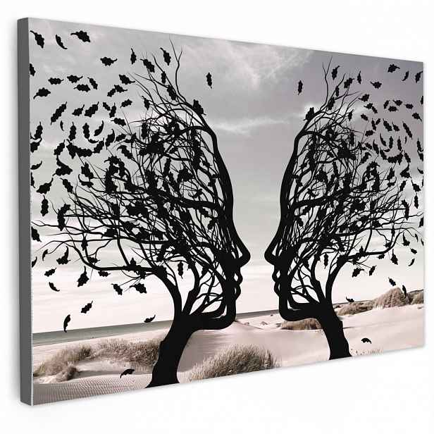 MuchoWow OBRAZ NA PLÁTNĚ Pláž - Moře - Lidé - Strom - Moderní umění 30x20 cm