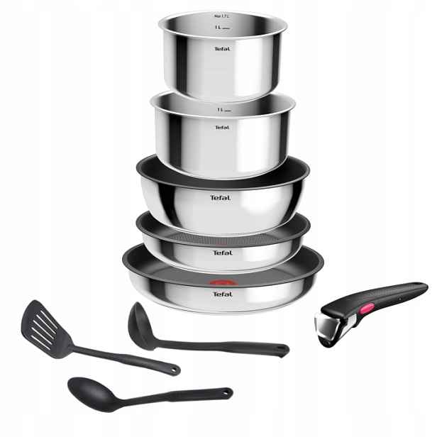 Sada Hrnců a pánví Tefal Ingenio Cook Eat 9 dílů z nerezové oceli pro indukci