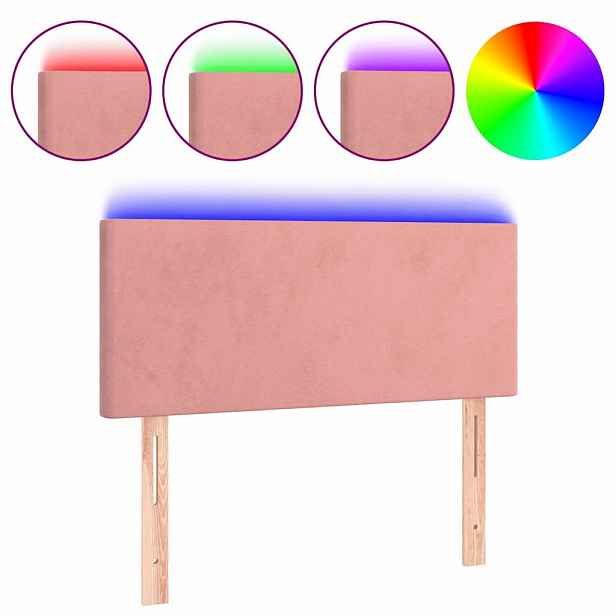 vidaXL Čelo postele s LED růžové 100x5x78/88 cm samet
