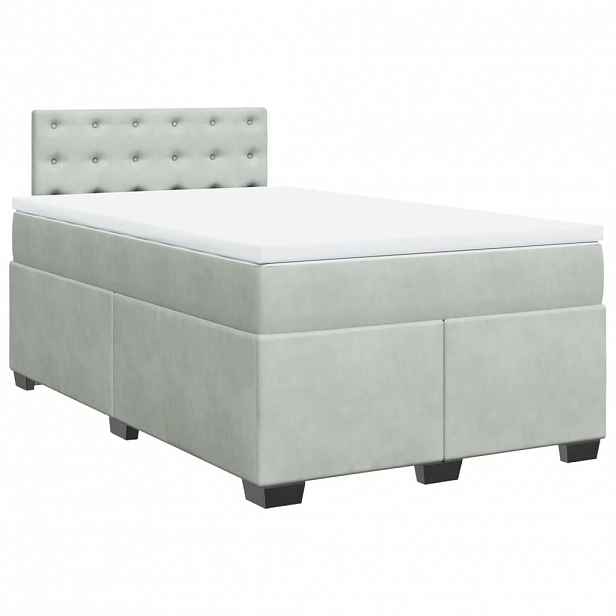 vidaXL Box spring postel s matrací světle šedá 120x190 cm samet