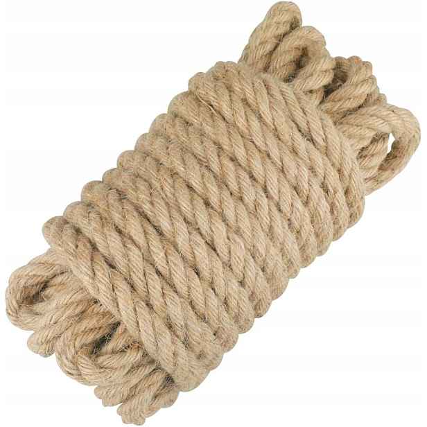 Jutové lano 34 mm x 9 m třížilové. Doprava, plachtění, dům, zahrada