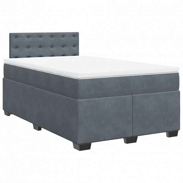 vidaXL Box spring postel s matrací tmavě šedý 120x190 cm samet