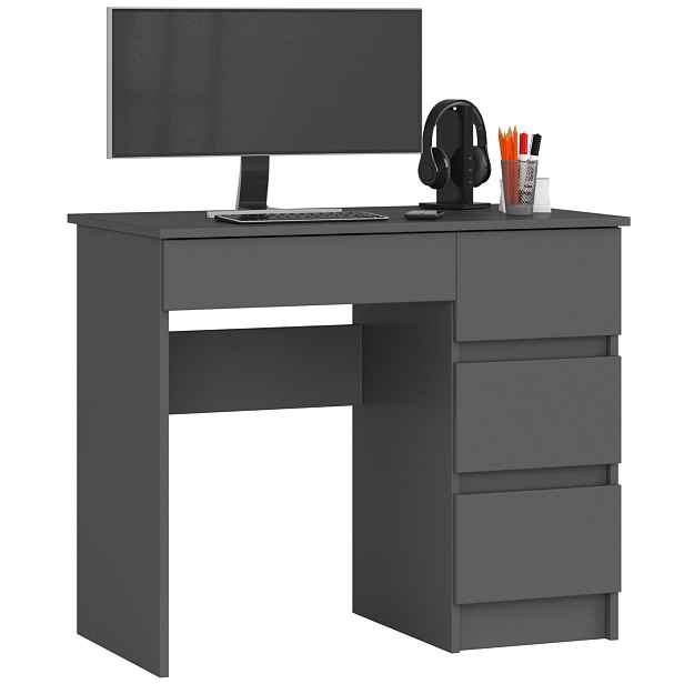 Ak furniture Psací stůl A-7 90 cm grafitový pravý