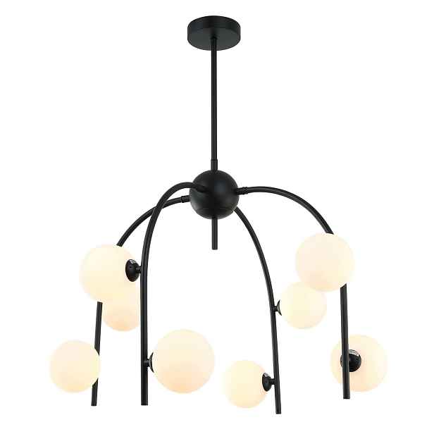 Celine Moderní černá závěsná lampa s bílými kulatými stínítky G9 8X25W