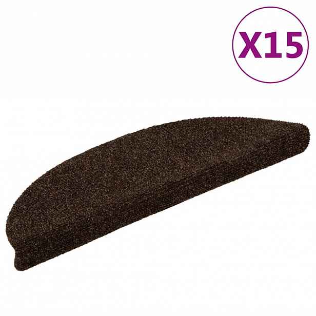 vidaXL Schodové rohože samolepicí 15 ks 56 x 17 x 3 cm hnědé půlkulaté