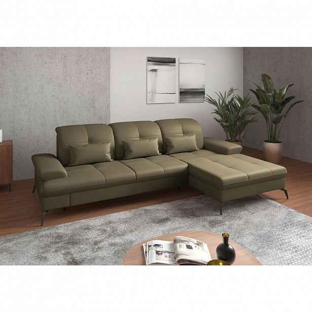 Sit & More ROHOVÁ SEDAČKA, textil, kůže, olivově zelená