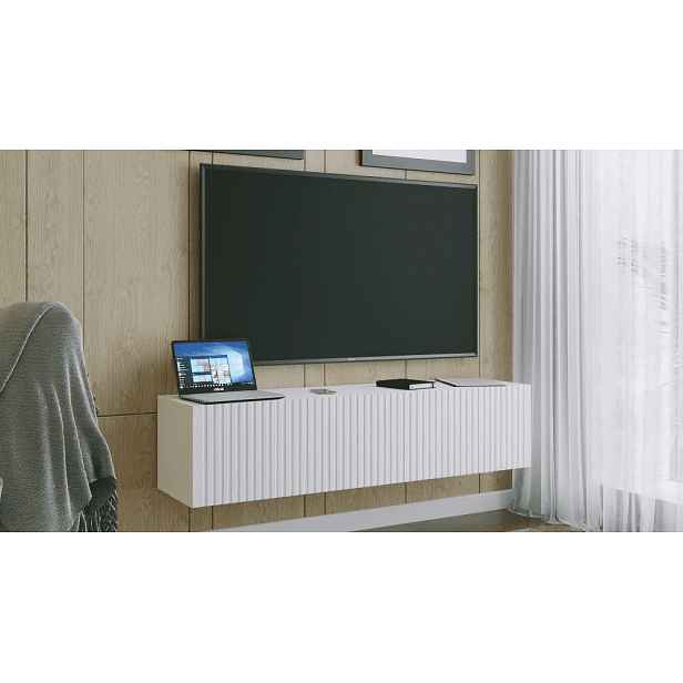 ArtExt Závěsný TV stolek JOY | 150 cm Barva: Bílá (drážky)