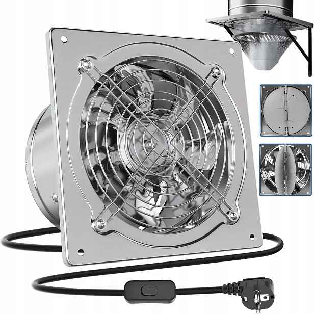 Odsávací Ventilátor Nerezová Ocel 525 M³/h Axiální Nástěnný Průmyslový