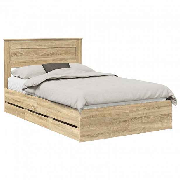 vidaXL Rám postele s čelo Sonoma dub 120 x 190 cm Inženýrské dřevo