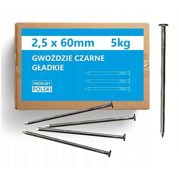 Stavební hřebíky 60 2,5x60 mm Černé hladké na dřevo 2,5x60 5 kg 3 ks