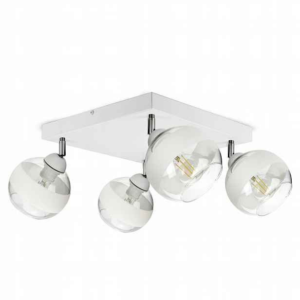 Závěsná stropní lampa Lustr Bílá Skleněné Koule Bílý Pás AG4 Led E27