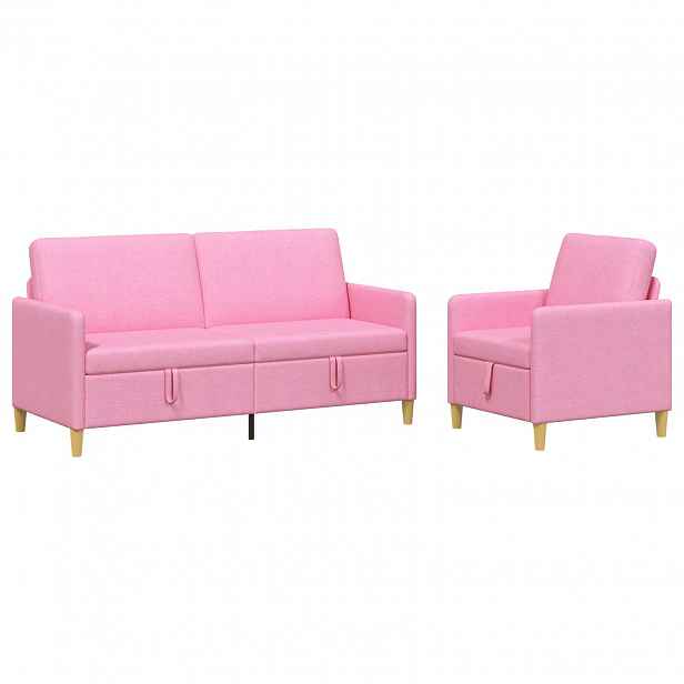 vidaXL Sedačka se storage 2 ks Růžová Polyester