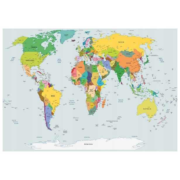 Fototapeta Mapa světa Obrysy zemí Geografická do pokoje 416x254 lepidlo