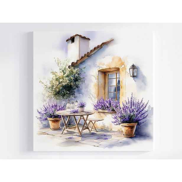 Obraz Na Plátně Canvas Krajina Francie Provence Dům Květiny Levandule 50x50