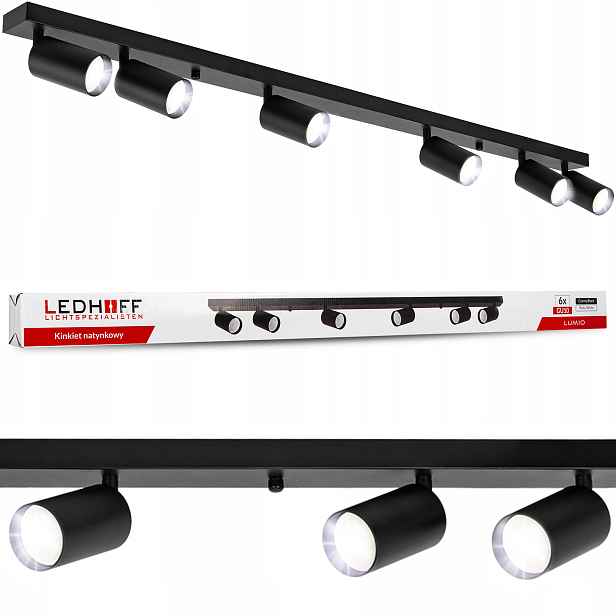 stropní svítidlo Led černá Nastavitelné nástěnné svítidlo 6x GU10 Spot do obývacího pokoje Dlouhá