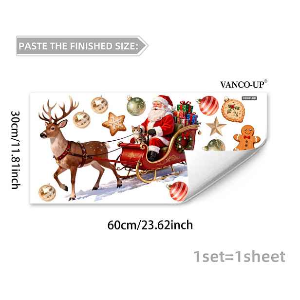TEMU 1 ks 30 x 60 cm Vánoční Santa Claus Sobě jezdec Koťata Balón Hviezda Domácí Pozadí Dekorace 2D Plochá Statická Adsorpce Zkrášlující Skleněná