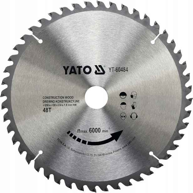 Kotoučová Pila S Karbidem Wolframu Na Dřevo 250x30MM YT-60484 Yato