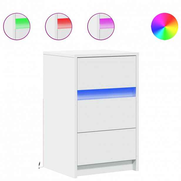 vidaXL Noční stolek s LED osvětlením bílý kompozitní dřevo