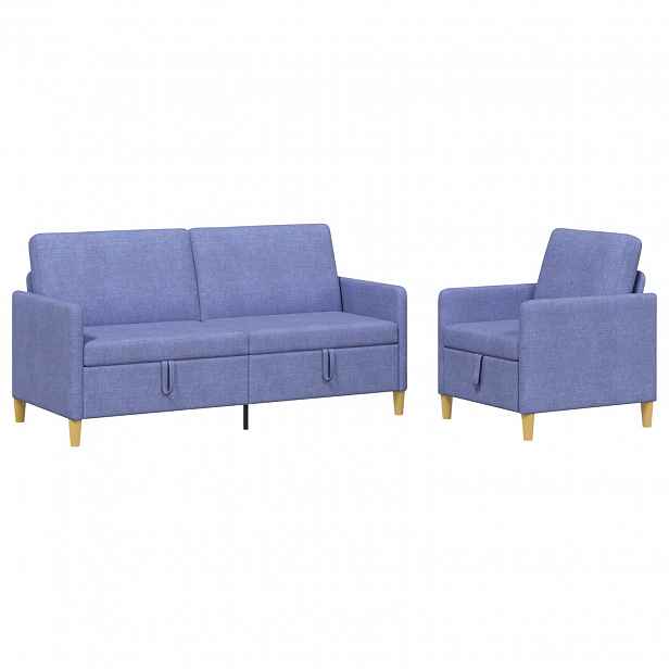 vidaXL Sedačka se storage 2 ks Modrá džínovina Polyester