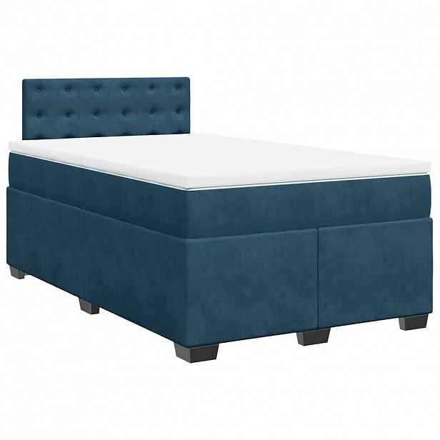 vidaXL Box spring postel s matrací tmavě modrá 120x190 cm samet