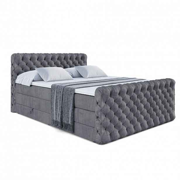 ALTDECOR POSTEL boxspring BOXI8-Z KING – 140 × 200 – H3/H4 – tmavě šedá