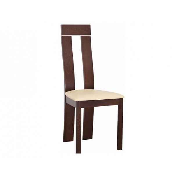 Dřevěná židle, ořech/ekokůže béžová, DESI