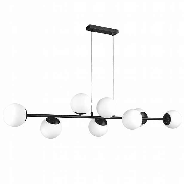závěsné stropní svítidlo lustr 8xE27 Skleněná Loft koule 120 cm černá