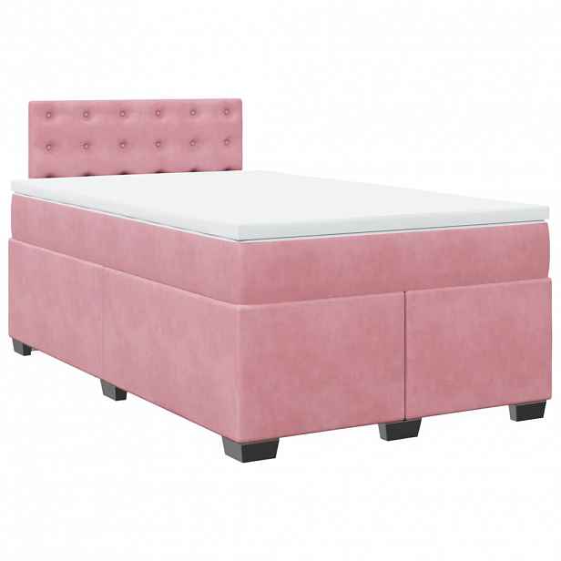 vidaXL Box spring postel s matrací růžová 120x190 cm samet