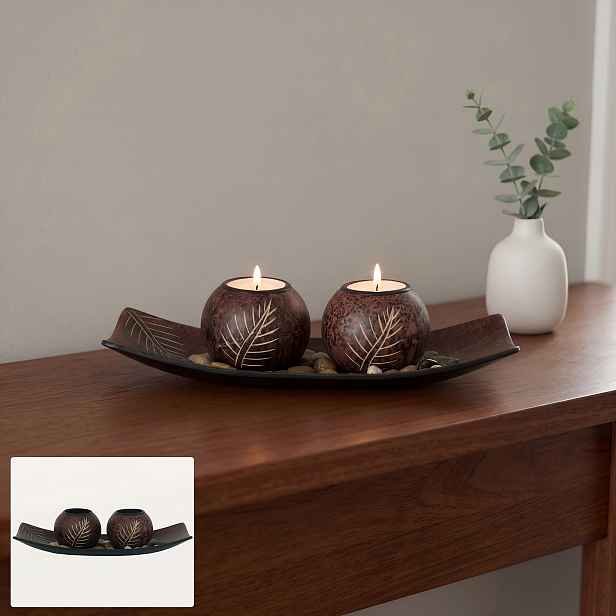 TEMU 1 Sada Tichých Svícnů Retro Kocourkovitý Listu Svícnů na Čajové Svíčky (10 Palců X 2,3 Palce) Atmosféra Domácí Dekorace Ornamenky Sváteční Párty