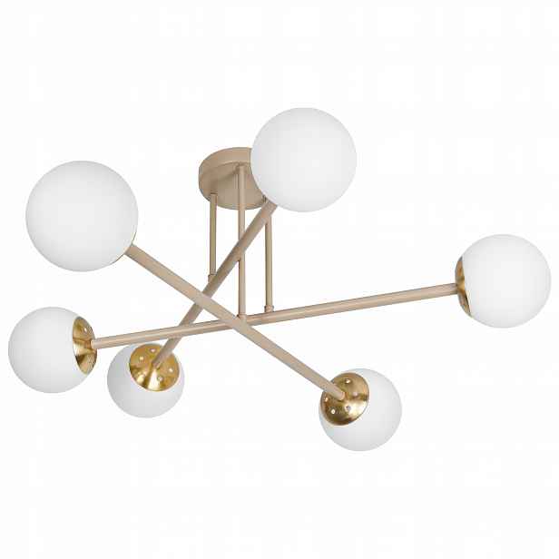 Závěsná Stropní Lampa Skleněná 6xE27 Lustr Loft koule 74 cm béžová kašmírová