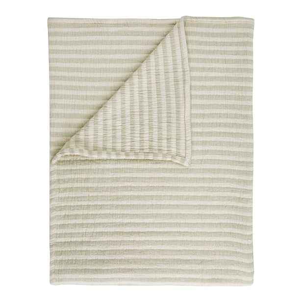 Zelená bavlněná deka 150x200 cm Cotton Muslin Stripe – Bianca