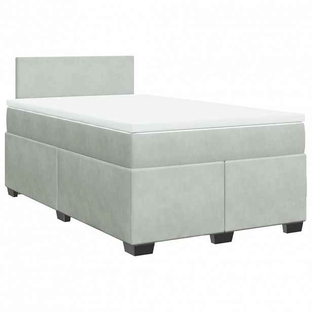 vidaXL Box spring postel s matrací světle šedá 120 x 200 cm samet