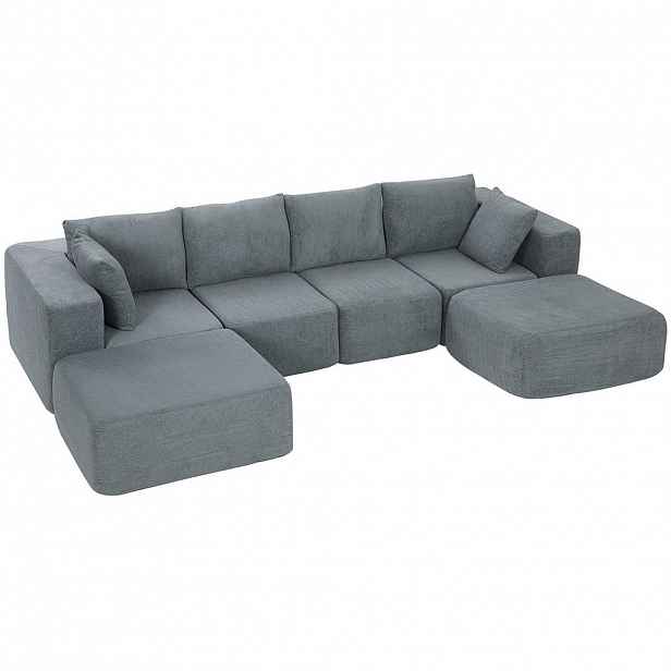 HOMCOM ROHOVÁ SEDACÍ SOUPRAVA ve tvaru U 294/165/70 cm tmavě šedá