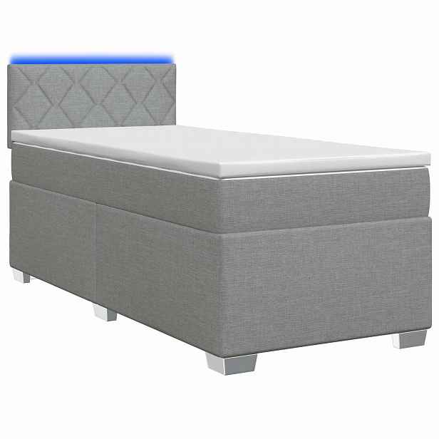 vidaXL Box spring postel s matrací a LED Světle šedá 80 x 200 cm
