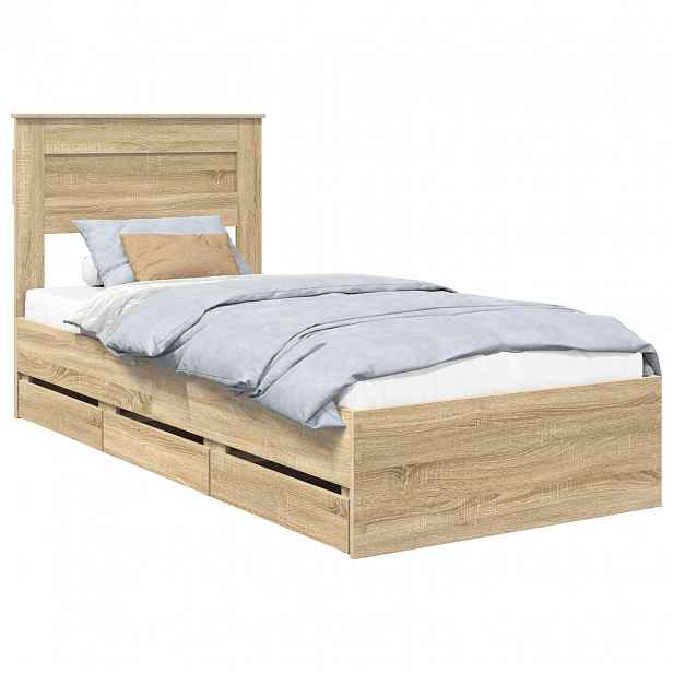 vidaXL Rám postele s čelo Sonoma dub 100 x 200 cm Inženýrské dřevo