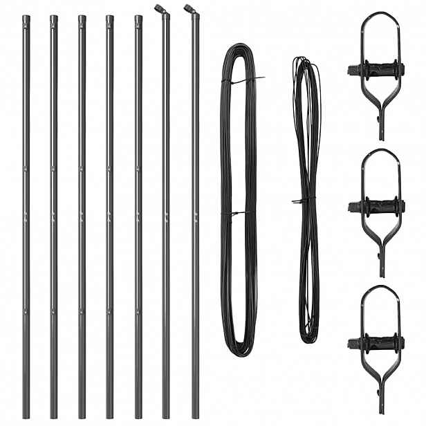 vidaXL Zabudovaný plotový sloupek 7 ks Šedá Práškově lakovaná ocel