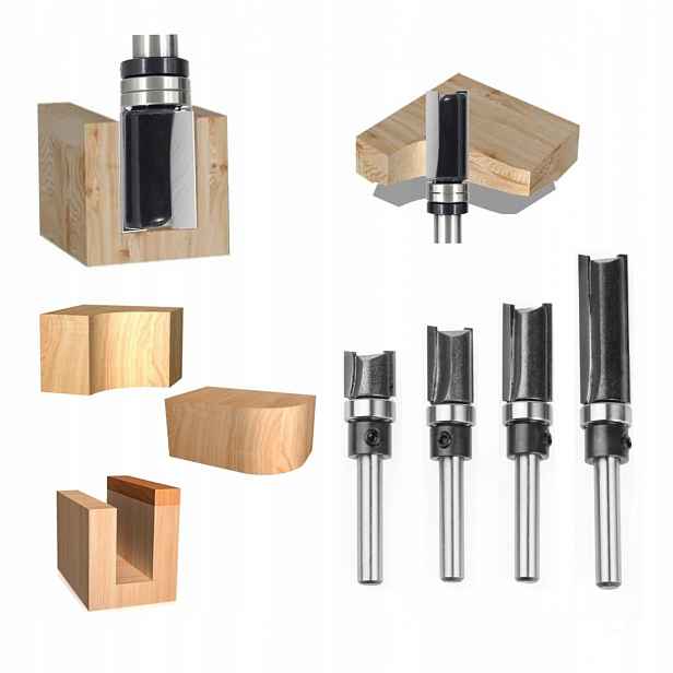 4x Rovný kopírovací fréz s ložiskem 6 mm pro dřevo Mdf Router