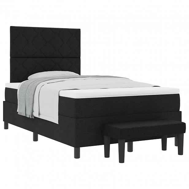 vidaXL Postel s boxspringem s čelo Černá 120 x 190 cm textil