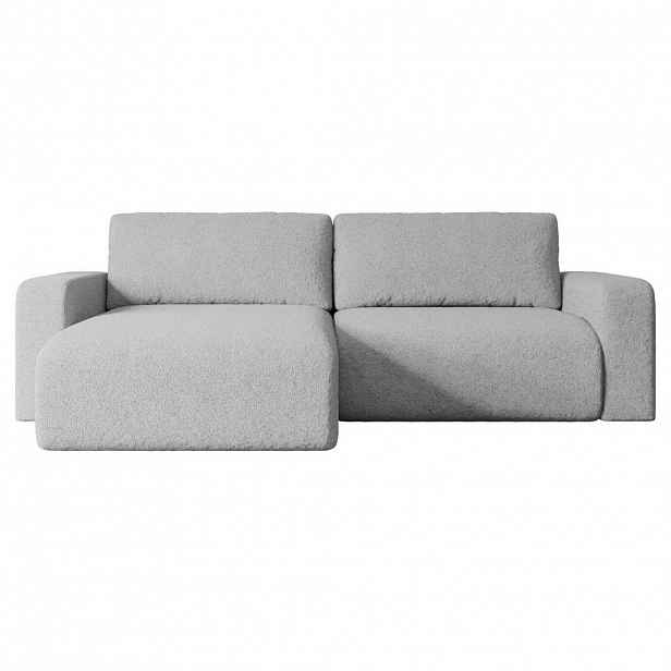 ALTDECOR ROHOVÁ SEDACÍ SOUPRAVA s funkcí lůžka a úložným prostorem KLEEA-L – 247 x 143 x 83 cm, světle šedá buklé