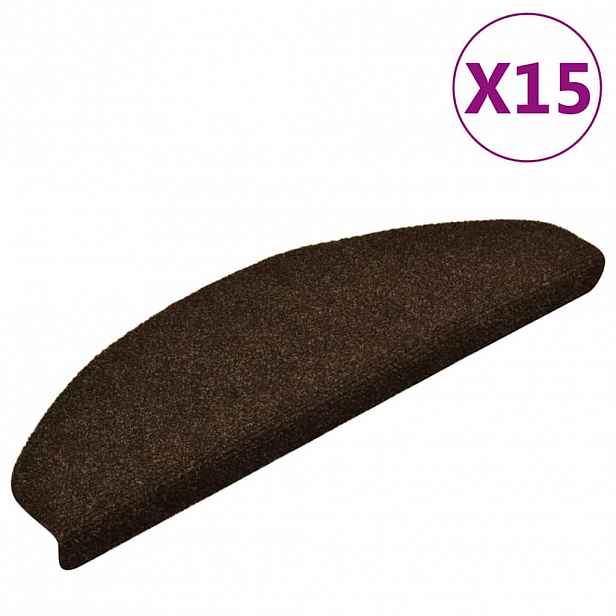 vidaXL Schodové rohože samolepicí 15 ks 65 x 21 x 4 cm hnědé, půlkulaté, velké
